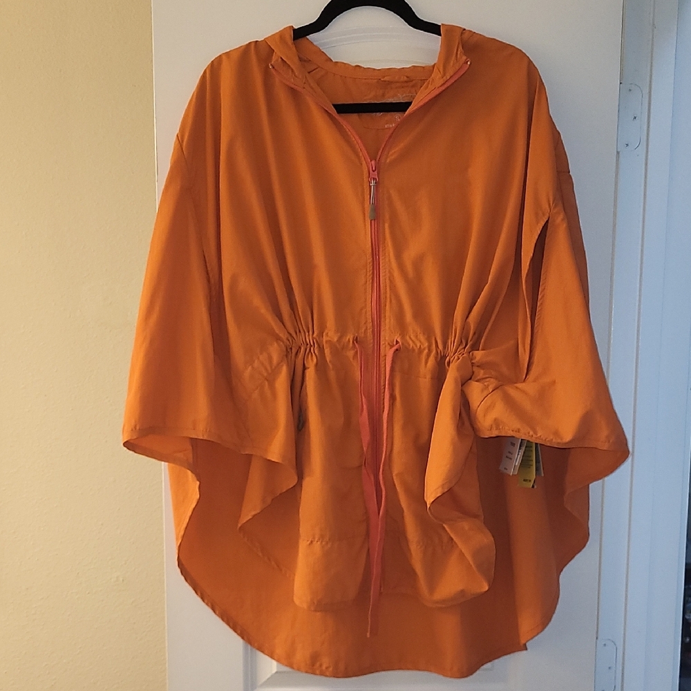 GRAMICCI Circa 1982 Sz Small Orange Hooded Women's Rain Poncho NWT UPF30 Zip Up